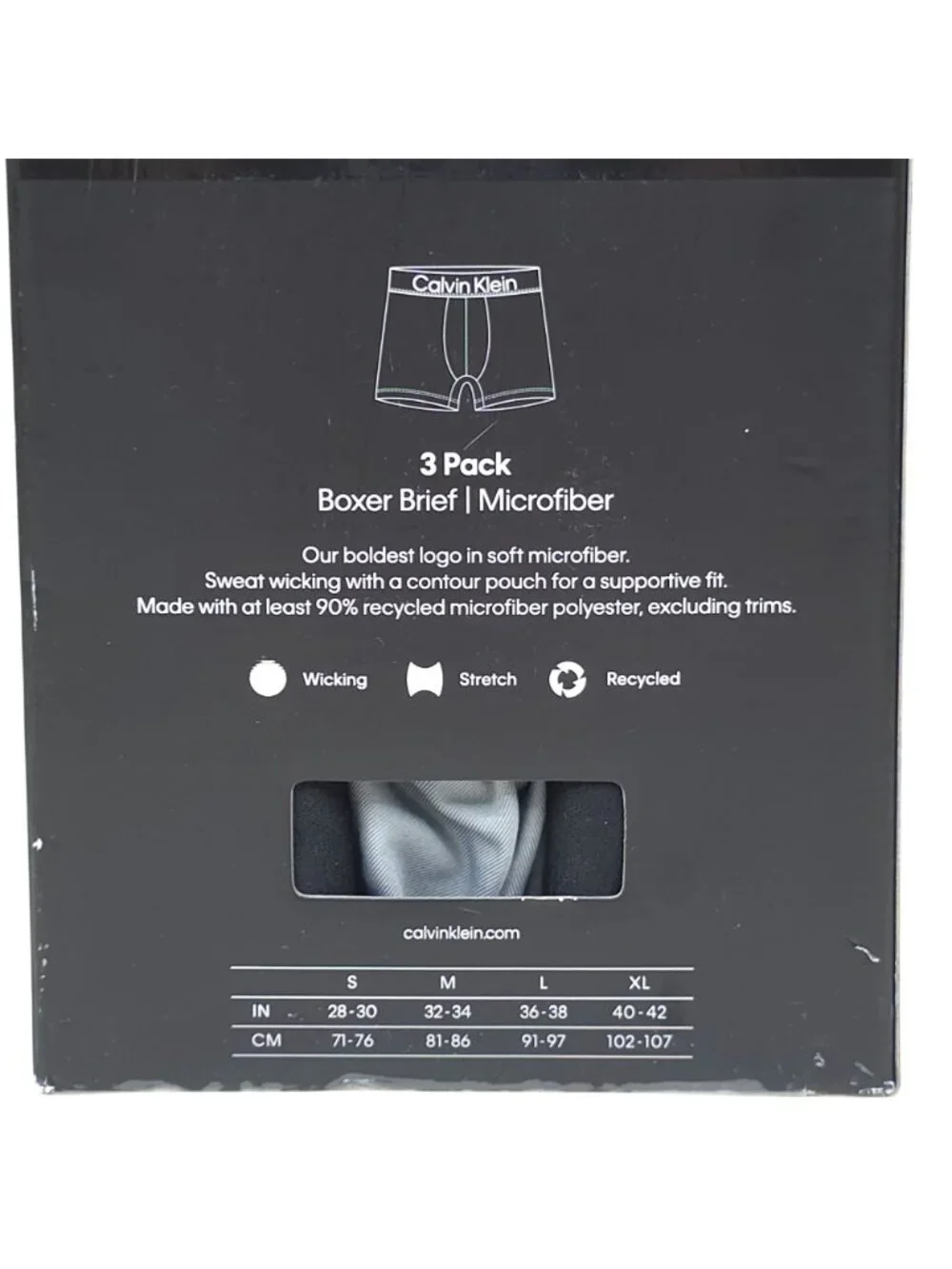 Calvin Klein Mens 3 Pack Boxer Briefs Microfiber Medium Wicking Stretch Recycled